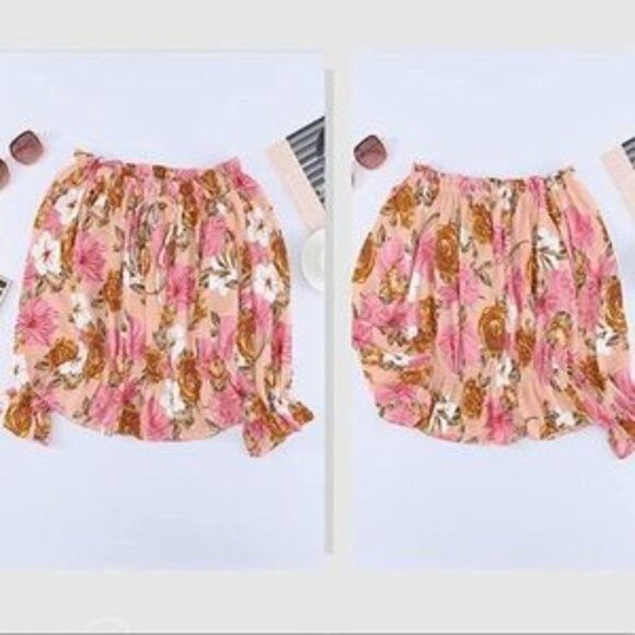 NEW Ruffle Sleeves Off Shoulder Chiffon Blouse - Picture 3 of 6